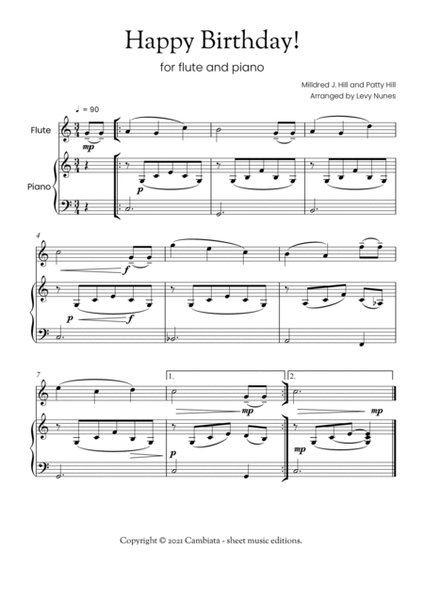 Happy Birthday - For flute (solo) and piano (Easy/Beginner) image number null