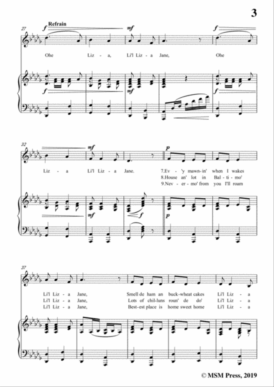 Ada DeLachau-Li'l Liza Jane,in D flat Major,for Voice and Piano Voice Solo scores gallery preview page 5