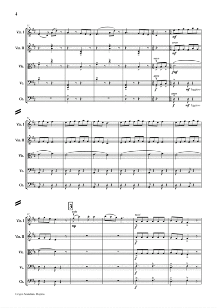 HOPINA. Armenian Joke Song String Orchestra scores gallery preview page 4
