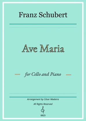 Ave Maria by Schubert - Cello and Piano (Full Score)