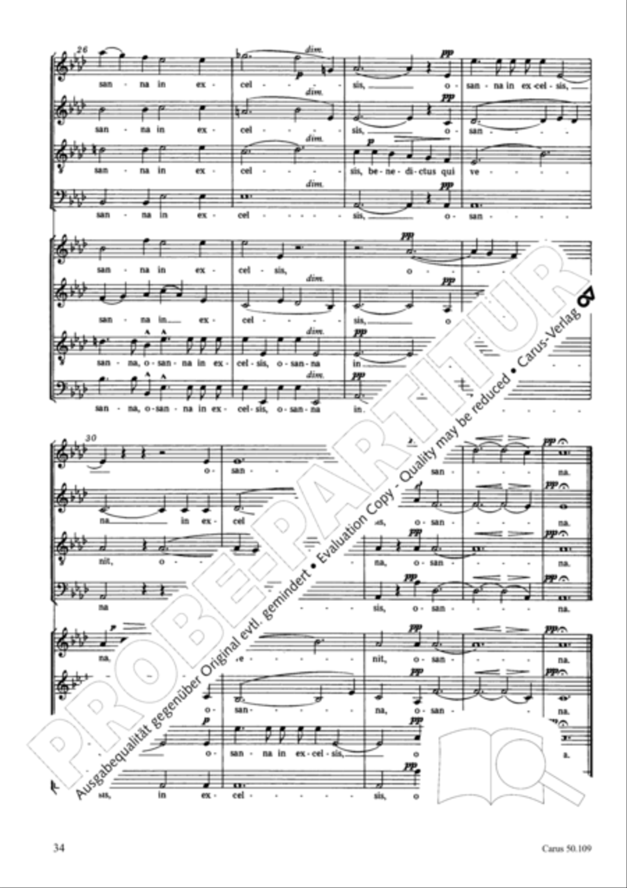 Mass in E flat major (Messe in Es) 4-Part scores gallery preview page 35
