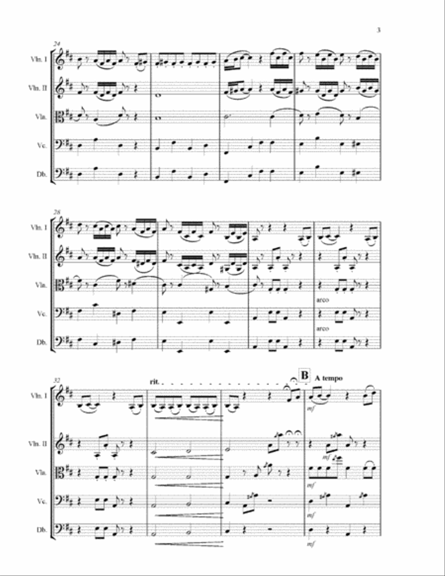 Dance of the Hours by Ponchielli arranged for string quartet with optional bass, score & parts String Quartet scores gallery preview page 3