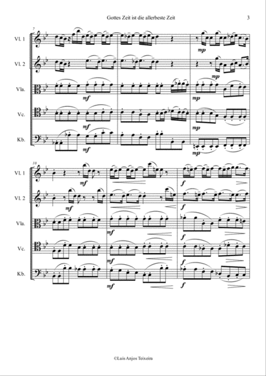 Gottes Zeit ist die allerbeste Zeit - For String Orquestra Large Ensemble scores gallery preview page 4