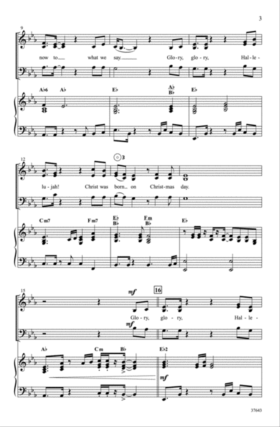 Christmas Glory Hallelujah 3-Part scores gallery preview page 3