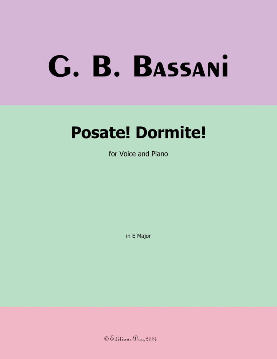 Posate! Dormite! by Bassani, in E Major Voice scores gallery preview page 1