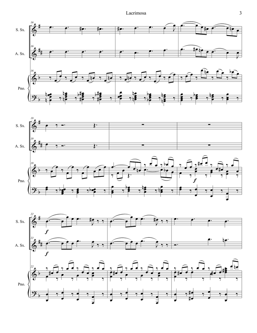 Lacrimosa (Duet for Soprano and Alto Saxophone) Woodwind Duet scores gallery preview page 3