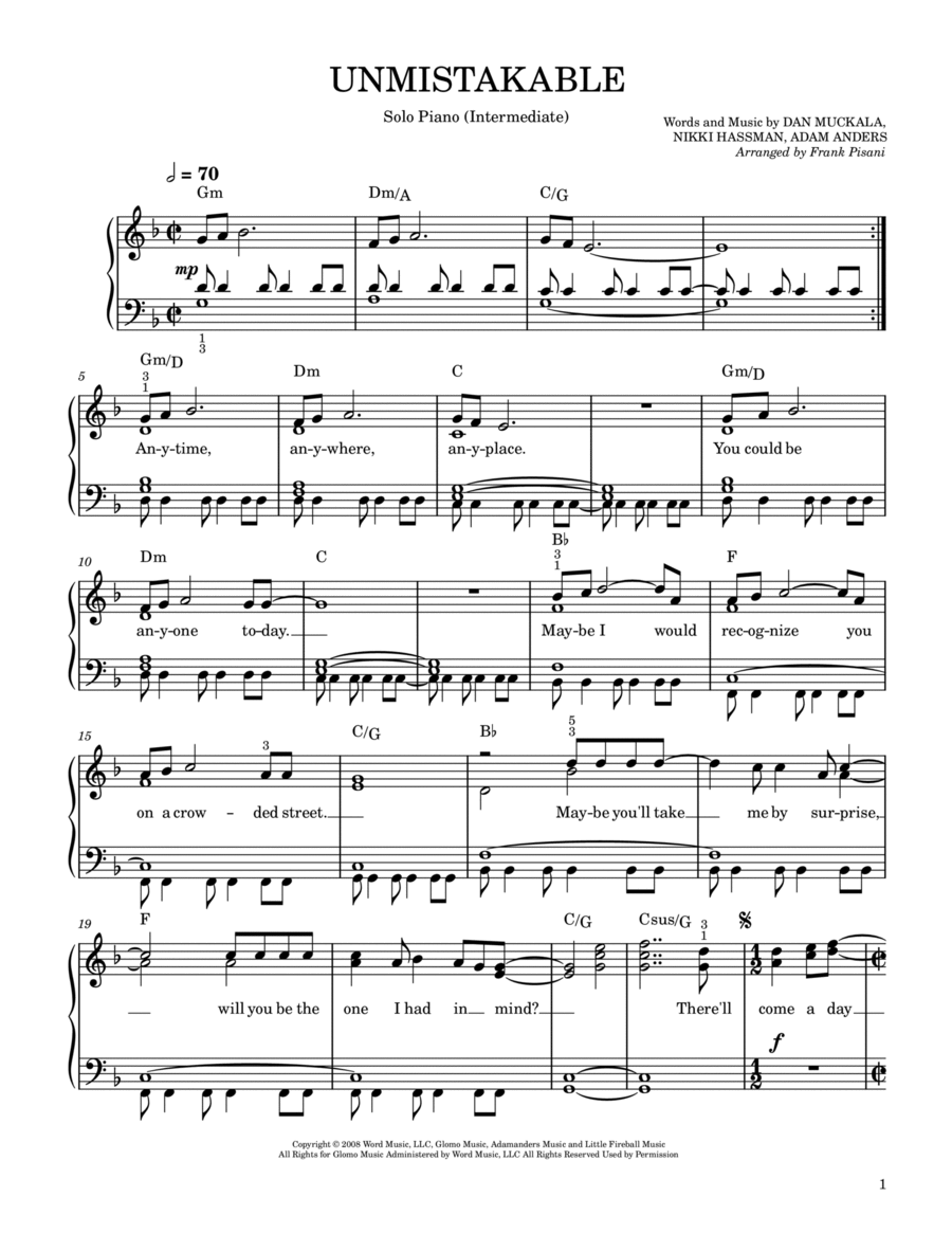 Unmistakable Piano Solo scores gallery preview page 1