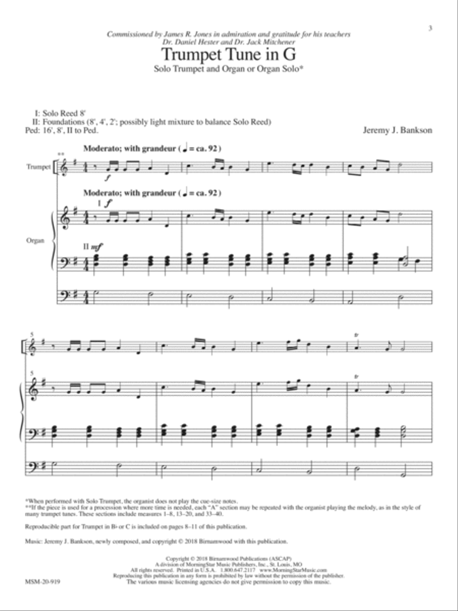 Trumpet Tune in G Trumpet Solo scores gallery preview page 1