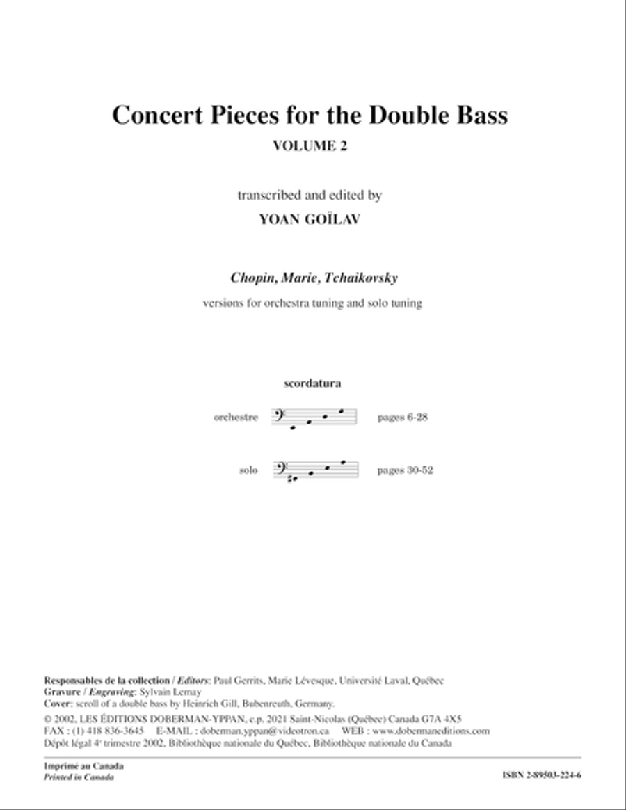 Concert Pieces for the Double Bass, Vol. 2 (bass / piano) Double Bass scores gallery preview page 1