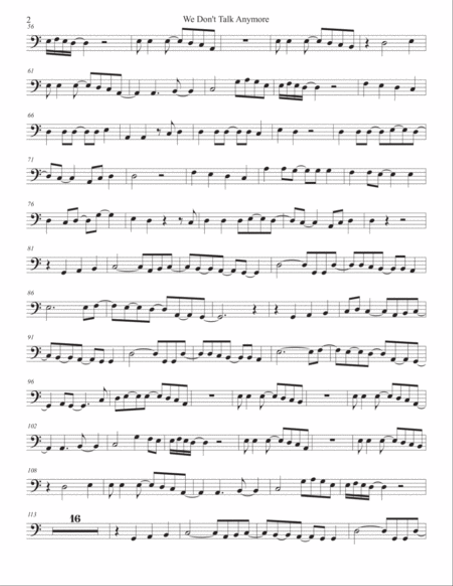 We Don't Talk Anymore Trombone Solo scores gallery preview page 2
