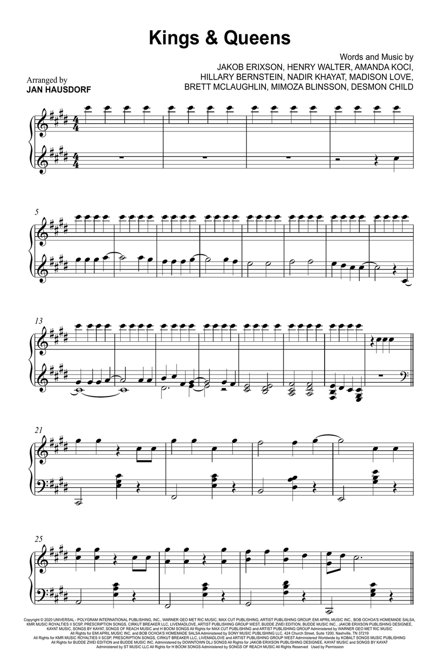 Kings & Queens Kings & Queens Piano Solo scores gallery preview page 1