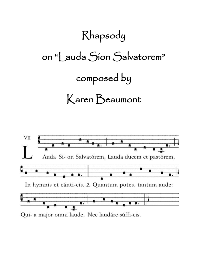 Book cover for Rhapsody on "Lauda Sion Salvatorem"