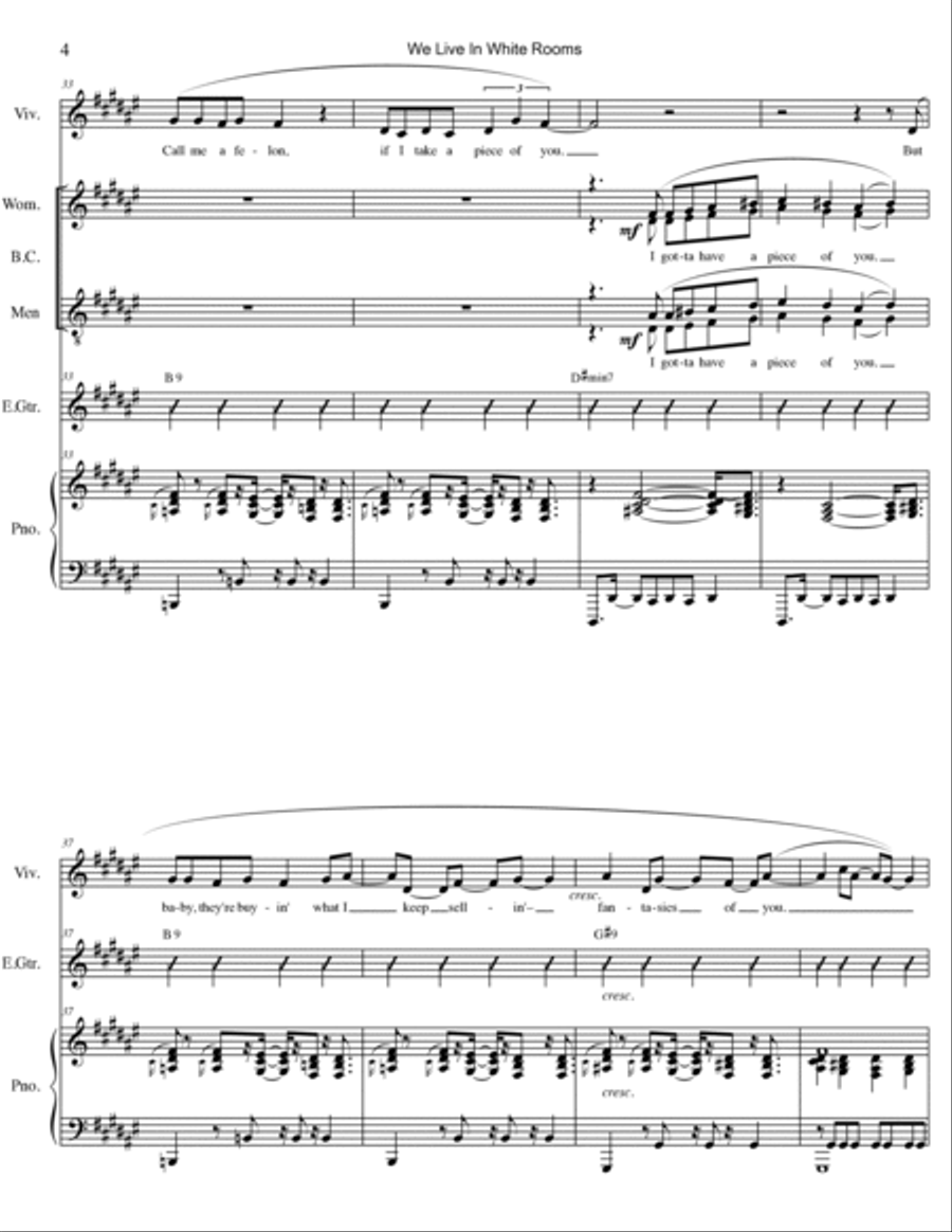We Live in White Rooms Piano, Vocal, Guitar scores gallery preview page 4