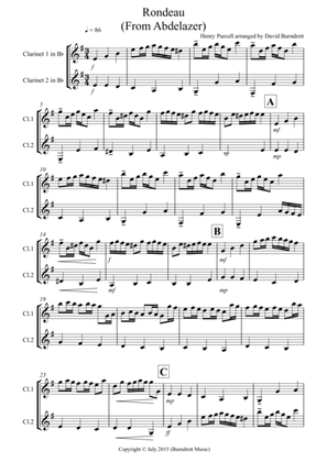 Rondeau (From Abdelazer) for Clarinet Duet
