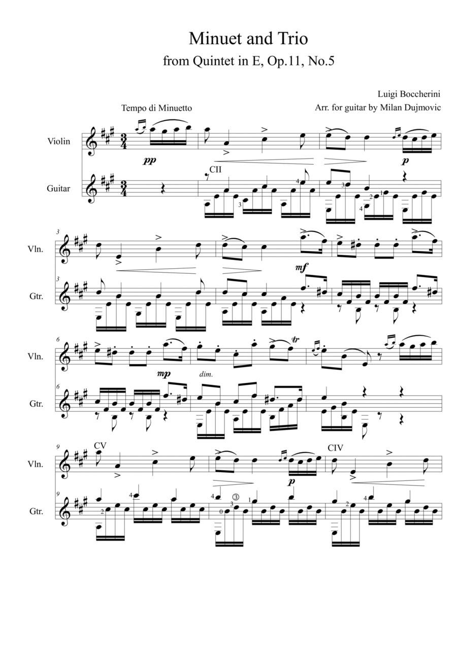 Minuet and Trio Op.11 No.5 String Duet scores gallery preview page 1