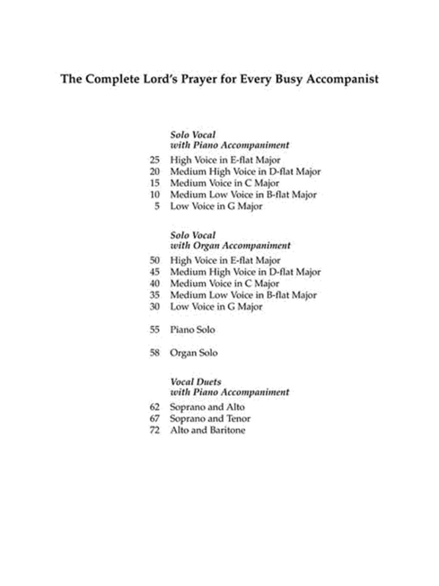 The Complete Lord's Prayer for Every Busy Accompanist