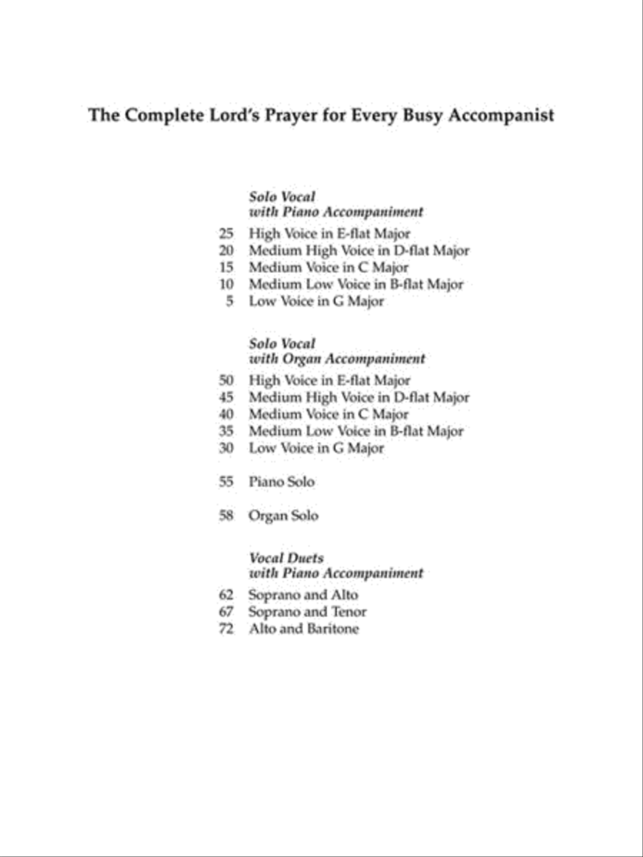 The Complete Lord's Prayer for Every Busy Accompanist