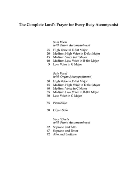 The Complete Lord's Prayer for Every Busy Accompanist