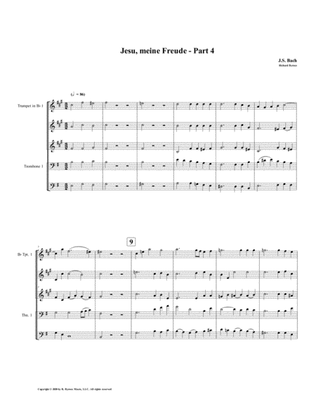 Jesu, meine Freude - Part 4, by J.S. Bach for Brass Quintet