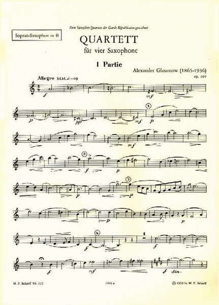 Saxophone Quartet in Bb Op. 109