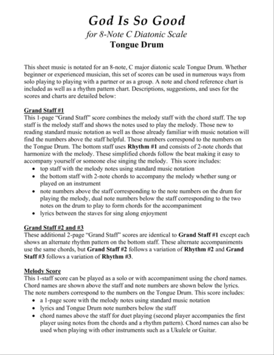 God Is So Good (for 8-note C major diatonic scale Tongue Drum) Percussion scores gallery preview page 2