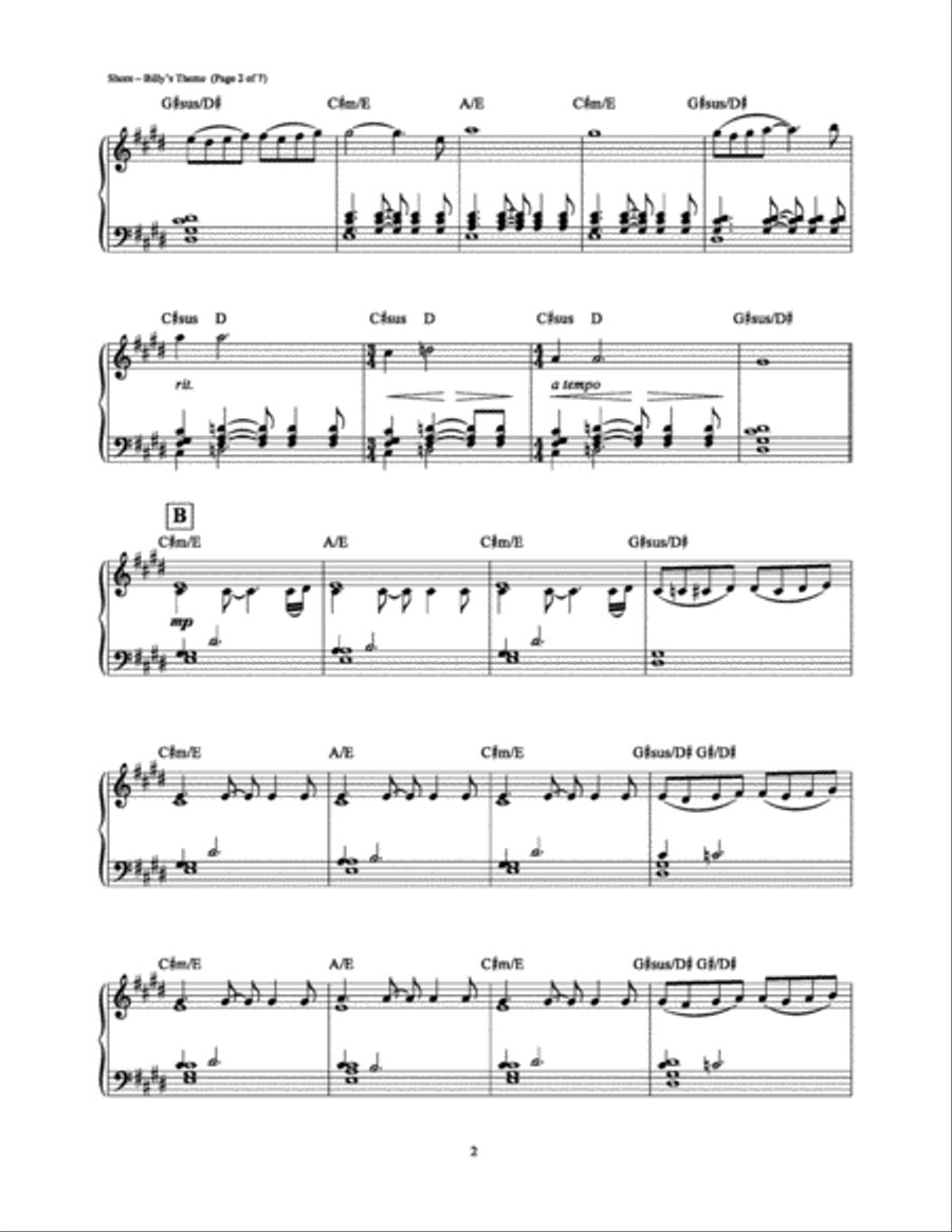 Billy's Theme (from The Departed) Piano Solo scores gallery preview page 2