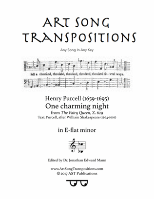 Book cover for PURCELL: One charming night (transposed to E-flat minor)