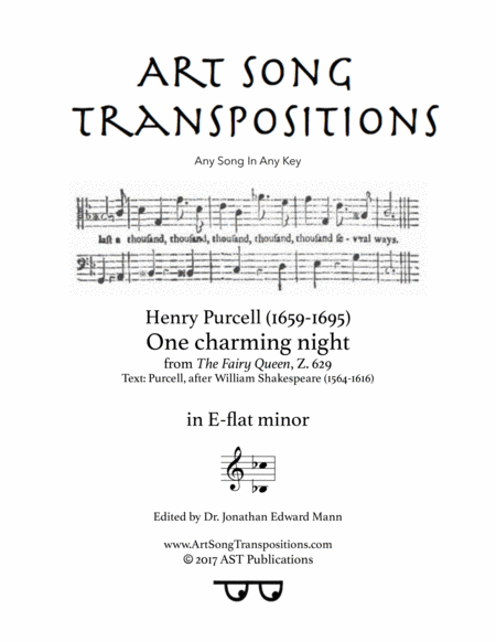 PURCELL: One charming night (transposed to E-flat minor)