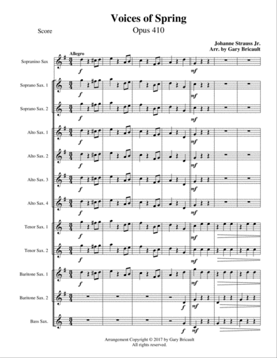 Voices of Spring - Opus 410 Woodwind Ensemble scores gallery preview page 1