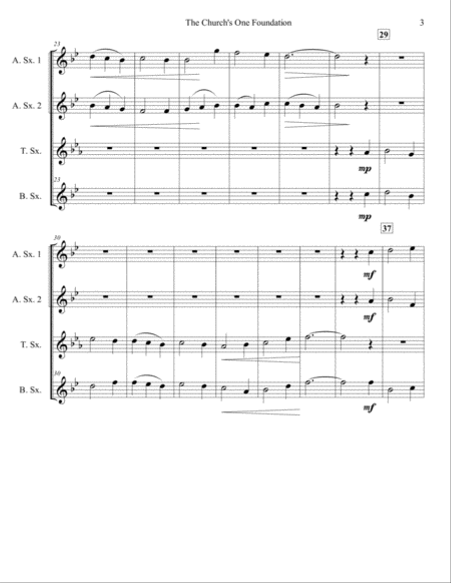 The Church's One Foundation (Sax Quartet) Saxophone Quartet scores gallery preview page 6