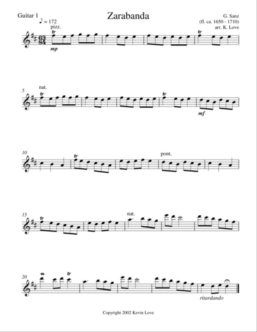 Zarabanda (Guitar Trio) - Score and Parts Guitar Ensemble scores gallery preview page 3