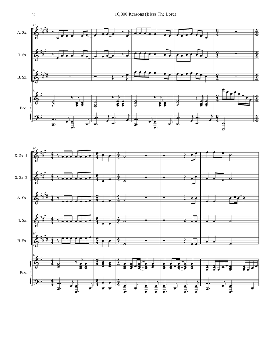10,000 Reasons (Bless The Lord) Woodwind Quintet scores gallery preview page 2