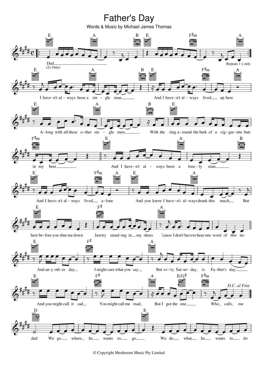 Father's Day Piano scores gallery preview page 1