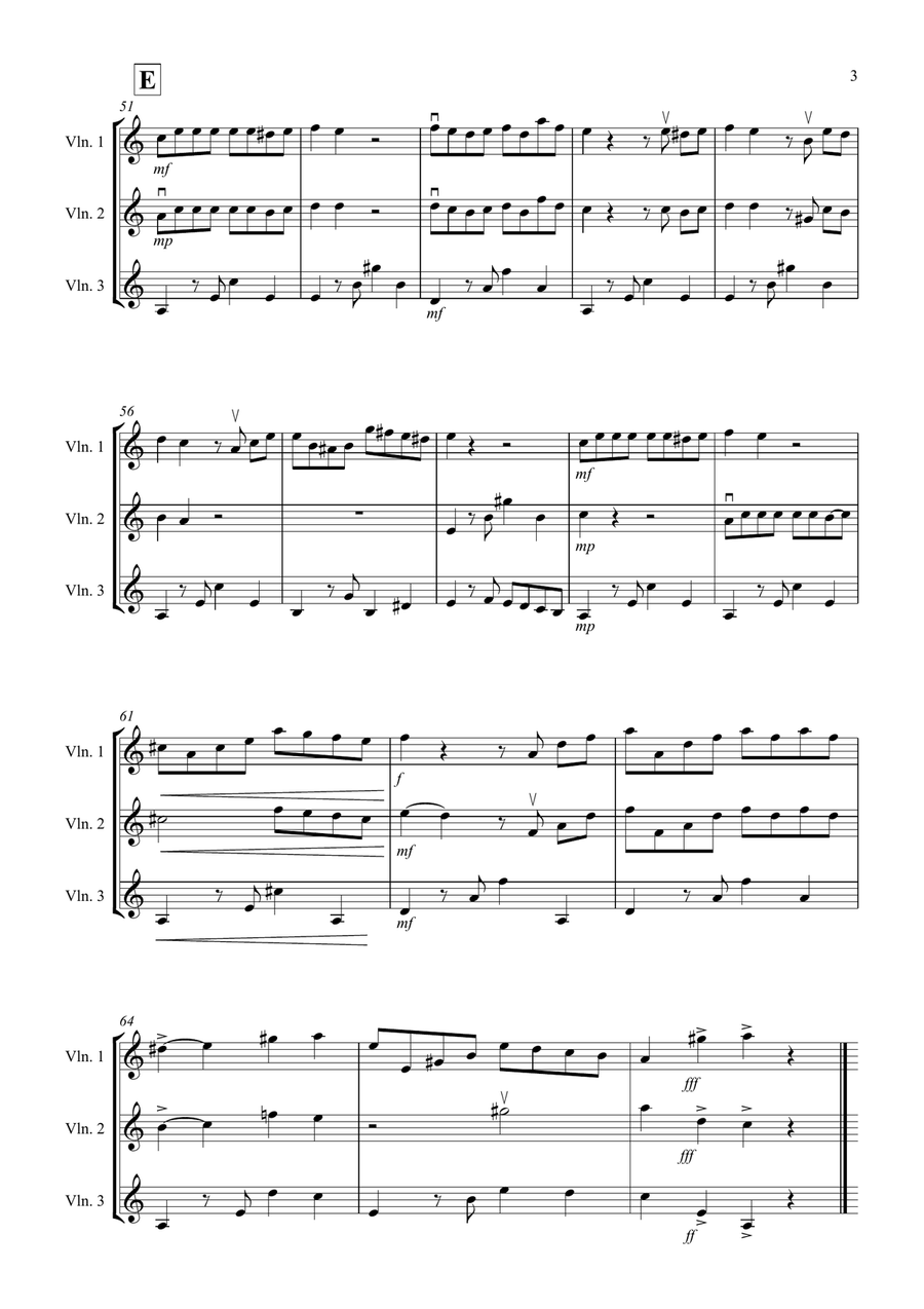 Tango á Trois for Violin Trio Violin Solo scores gallery preview page 3