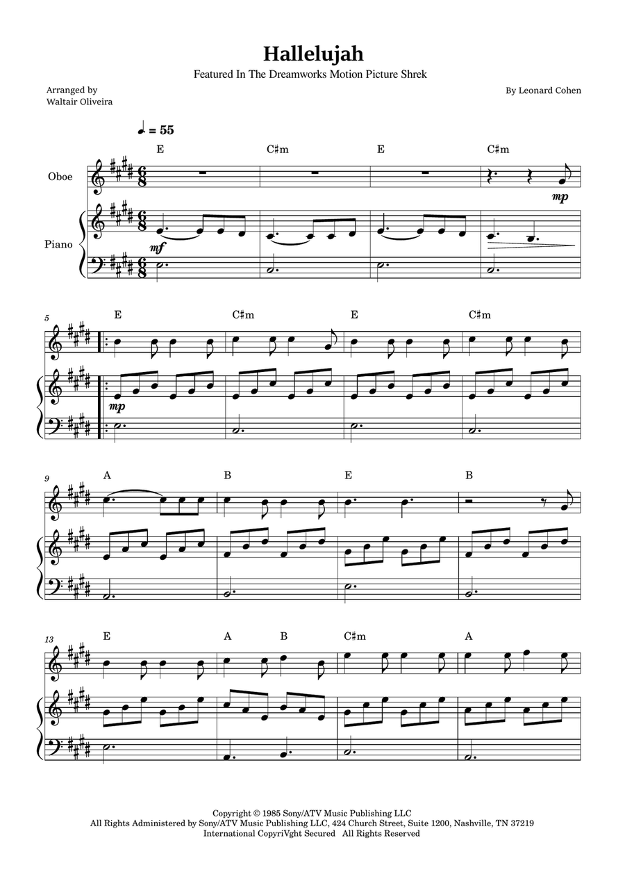 Hallelujah Piano scores gallery preview page 1