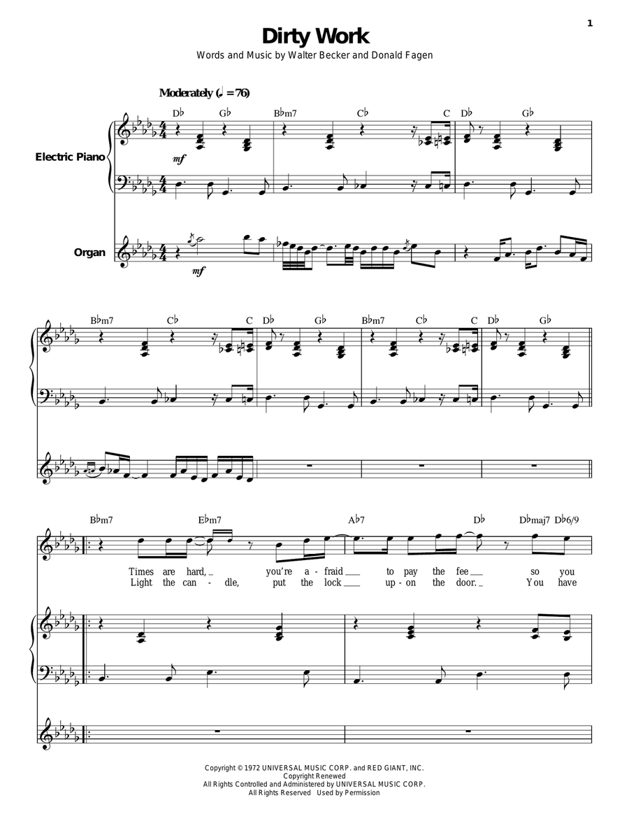 Dirty Work Piano scores gallery preview page 1