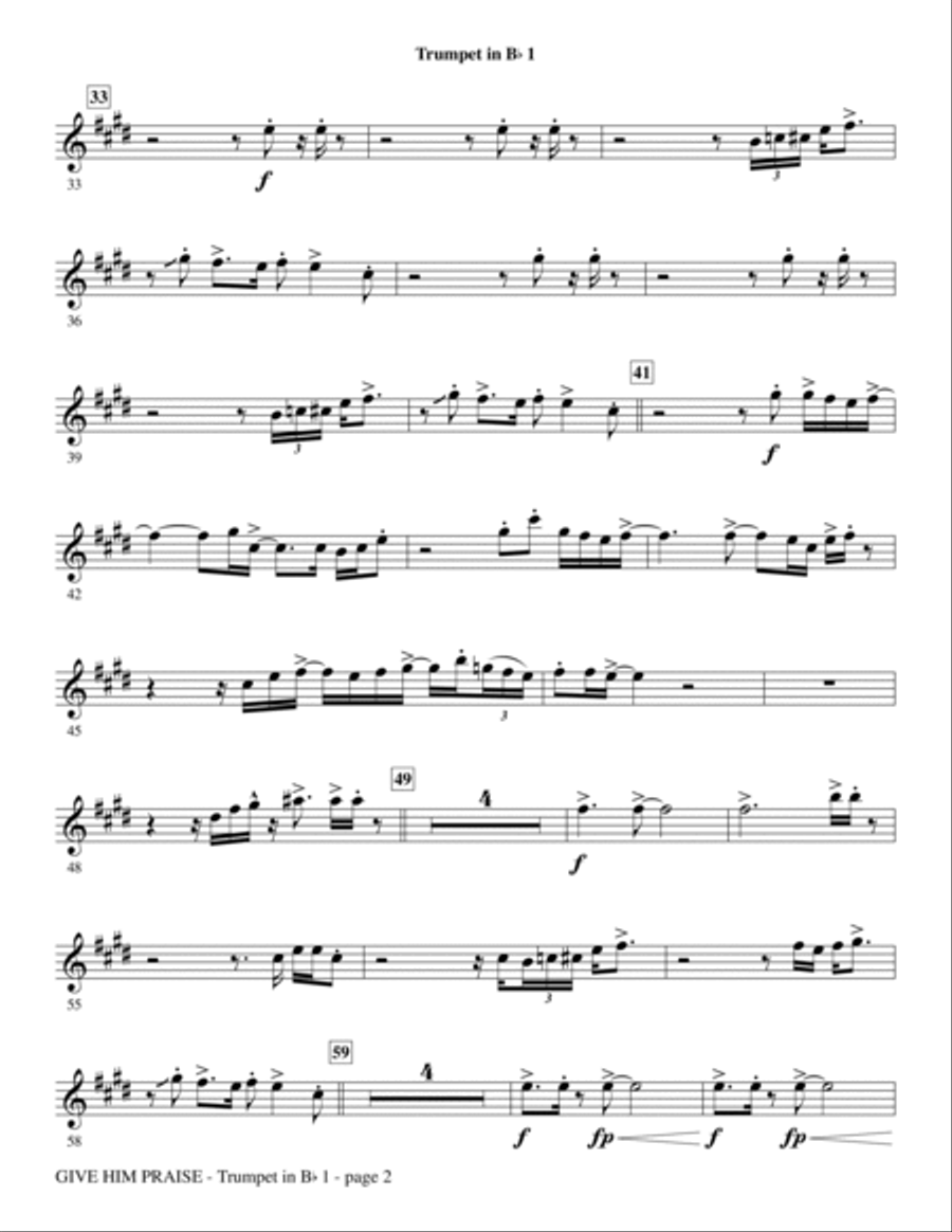 Give Him Praise - Bb Trumpet 1 Choir scores gallery preview page 2