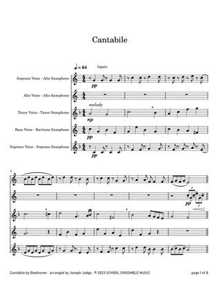 Cantabile by Beethoven for Saxophone Quartet in Schools
