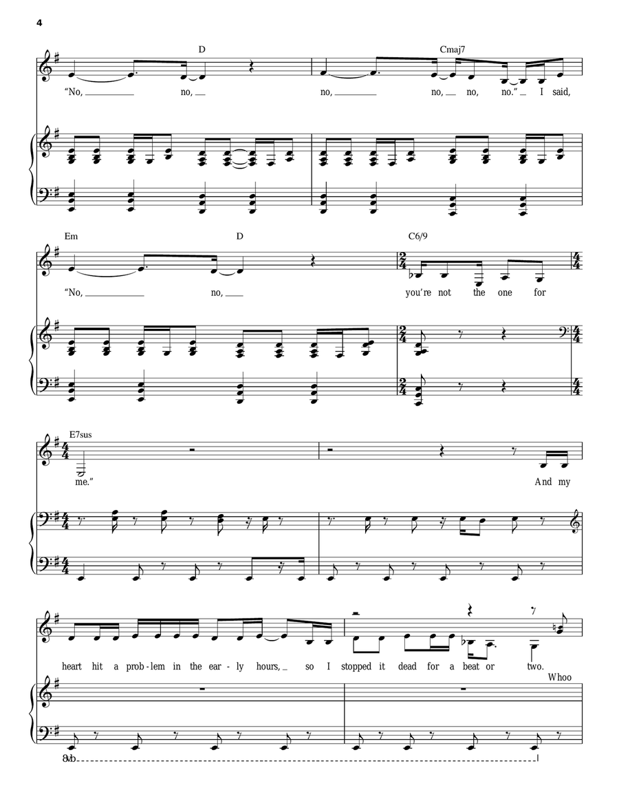Black Horse And The Cherry Tree Piano, Vocal scores gallery preview page 4
