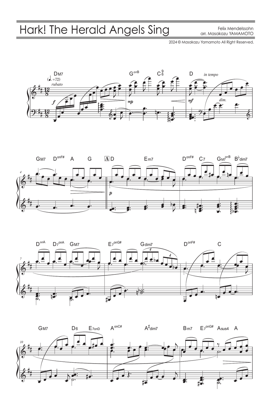 Hark! The Herald Angels Sing [Piano solo / advanced / Christmas Music Arr.] Piano Solo scores gallery preview page 1