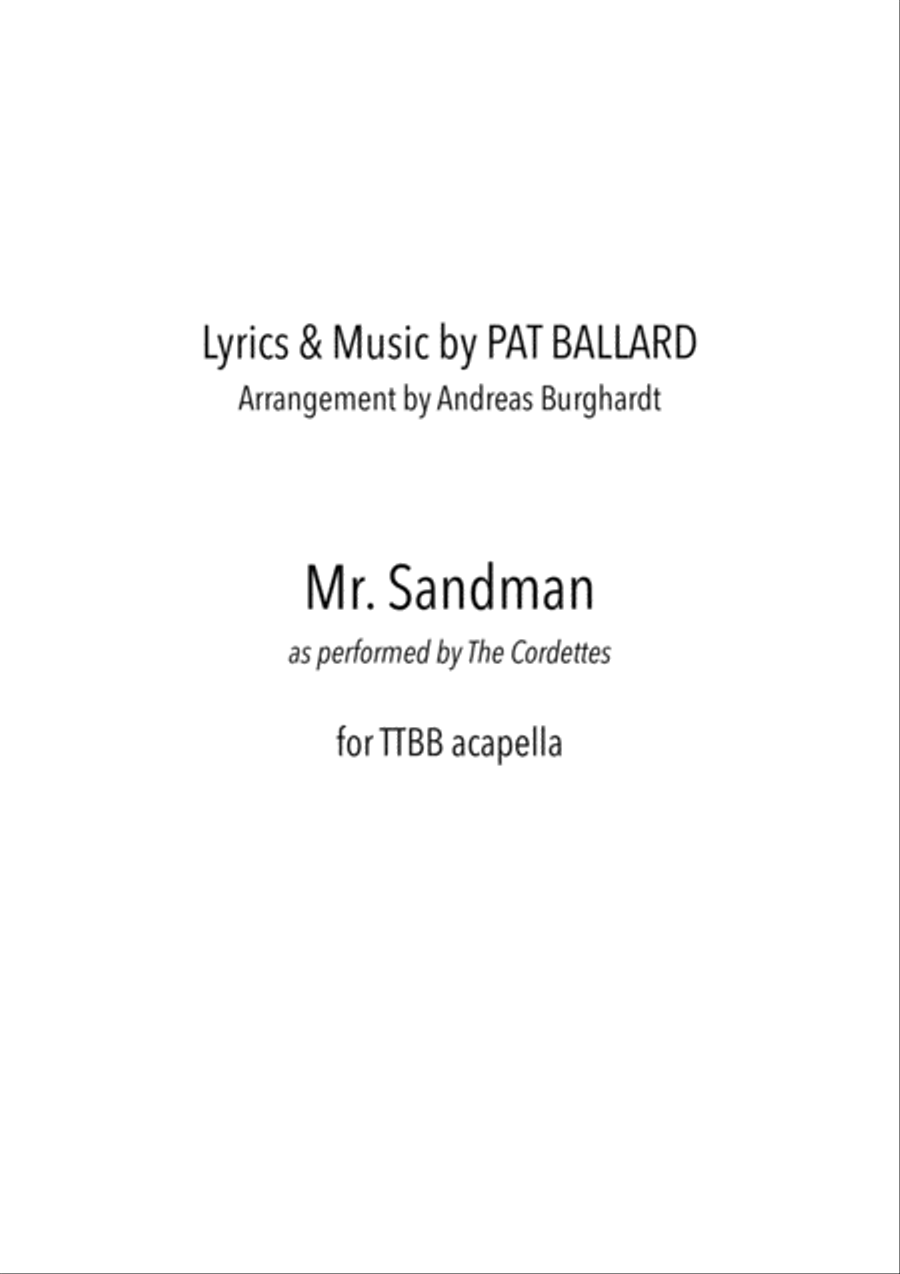 Mister Sandman TTBB scores gallery preview page 1