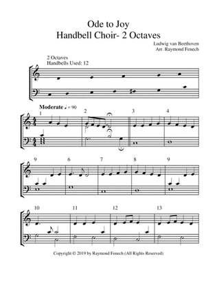 Book cover for Ode to Joy - ludwig Van Beethoven - Handbell Choir - 2 Octaves - Early Intermediate