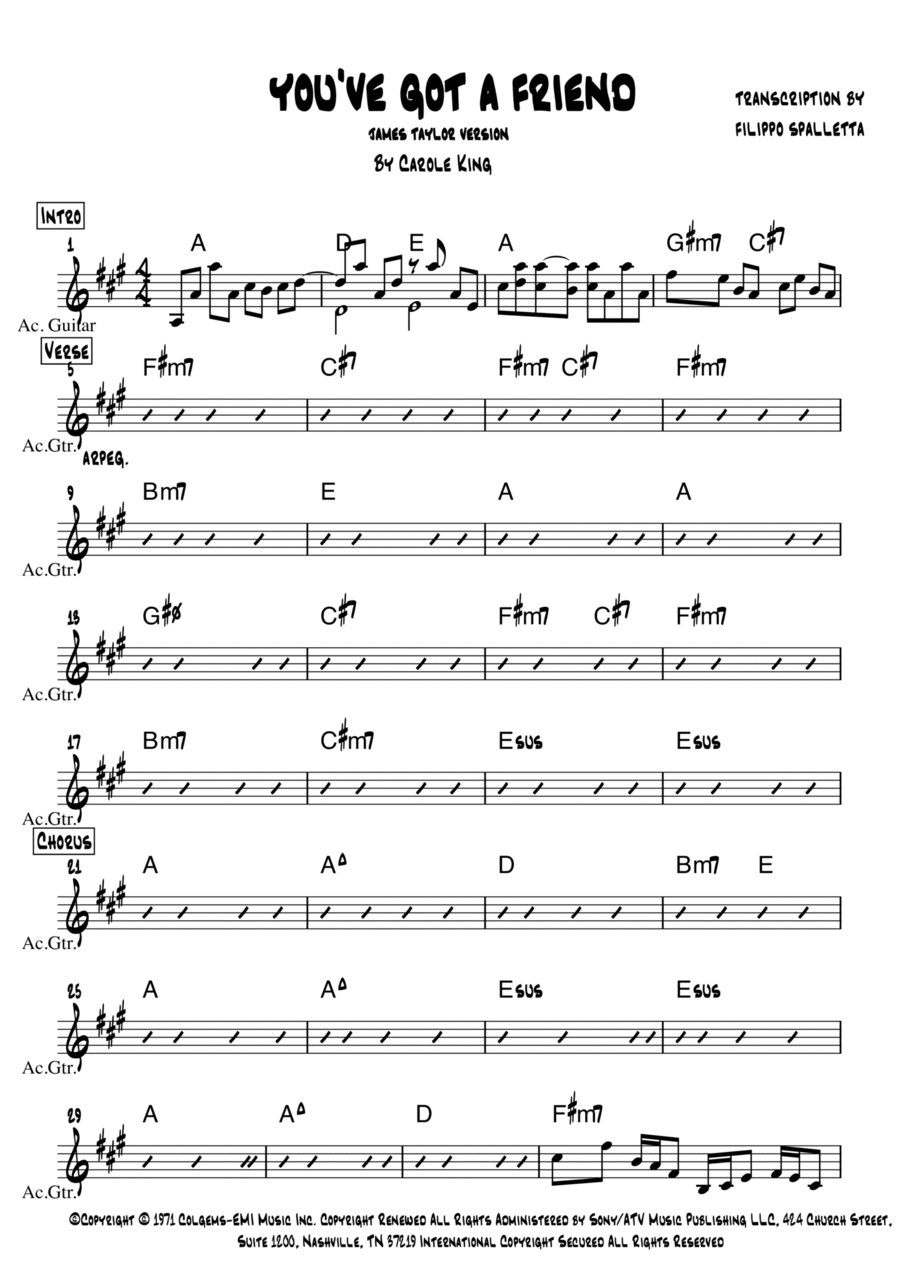 You've Got A Friend Guitar Solo scores gallery preview page 1