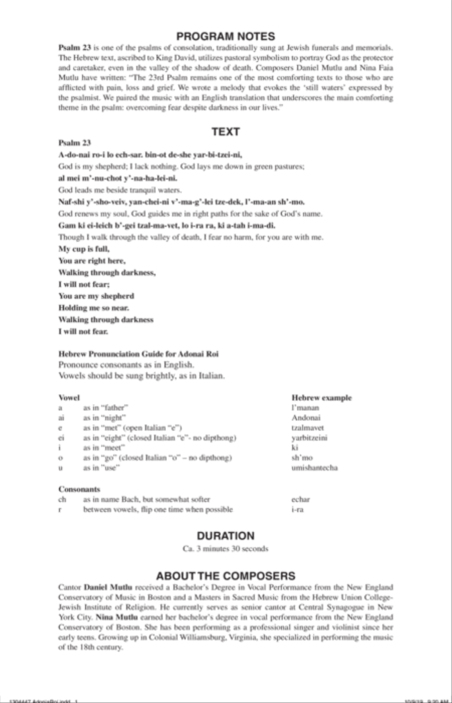 Adonai Roi (Psalm 23) (Rejoice: Honoring the Jewish Spirit) (arr. David Chase) 4-Part scores gallery preview page 11