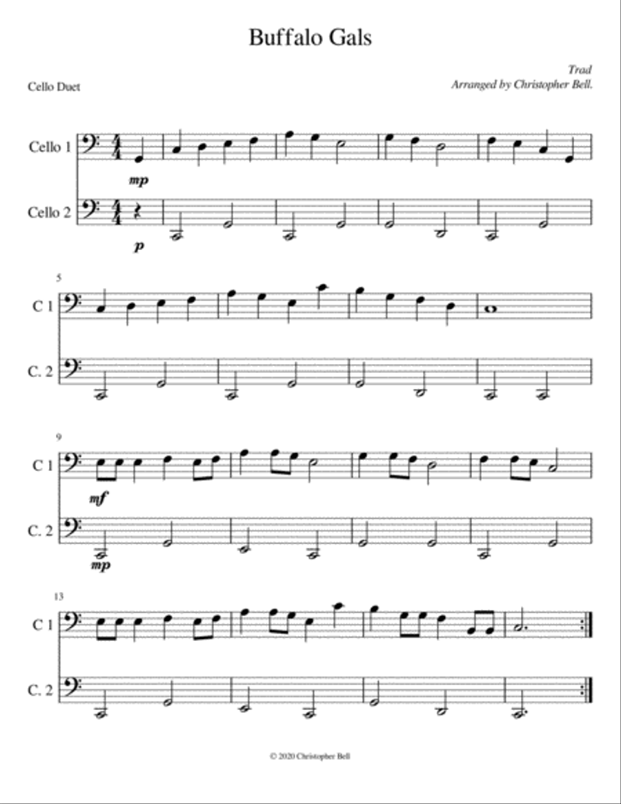 Buffalo Gals String Duet scores gallery preview page 1