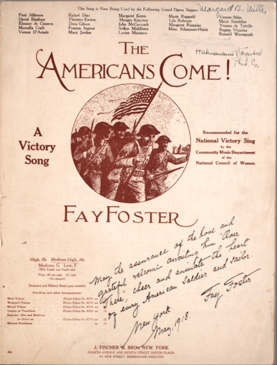 The Americans Come! An Episode in France in the Year 1918. A Victory Song Voice scores gallery preview page 1