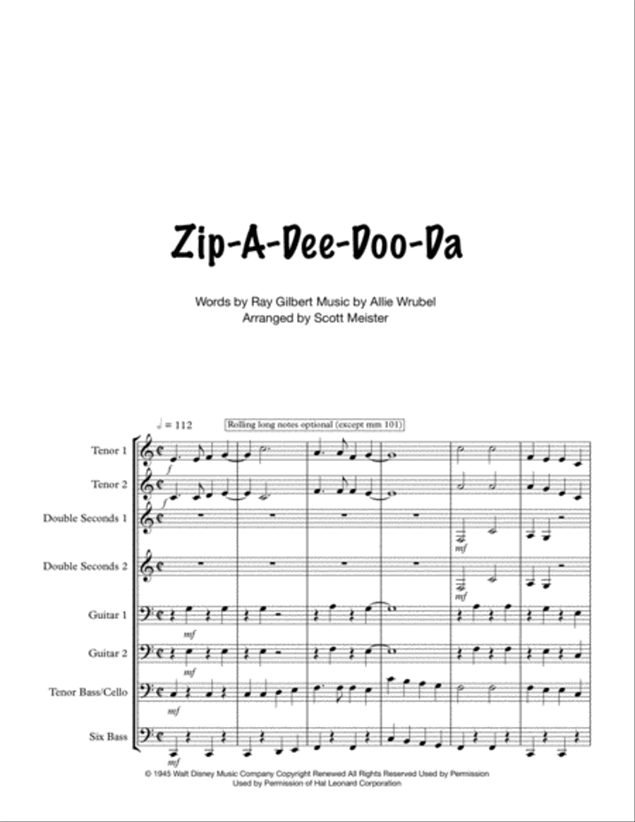 Zip-A-Dee-Doo-Dah Percussion Ensemble scores gallery preview page 1