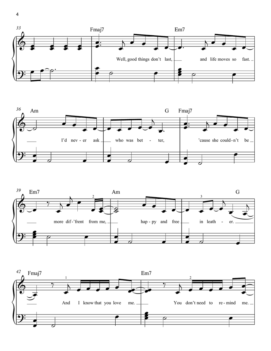 WILDFLOWER Easy Piano scores gallery preview page 4