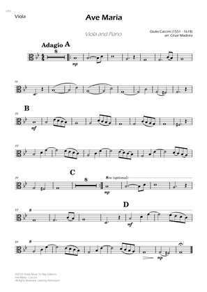 Caccini - Ave Maria - Viola and Piano (Individual Parts)