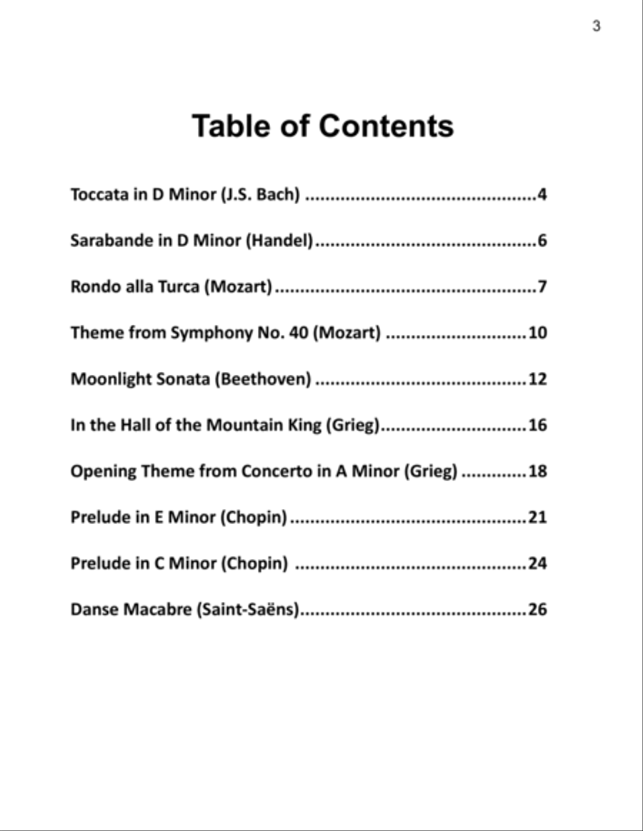 More Spooky Classical Favorites - 10 Arrangements in Minor Keys for Late Elementary Pianists Easy Piano scores gallery preview page 3